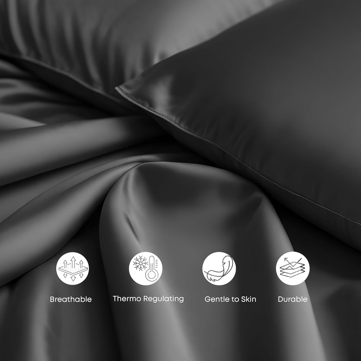 Rayon Derived from Bamboo Flat Sheet Queen Size - Charcoal Grey