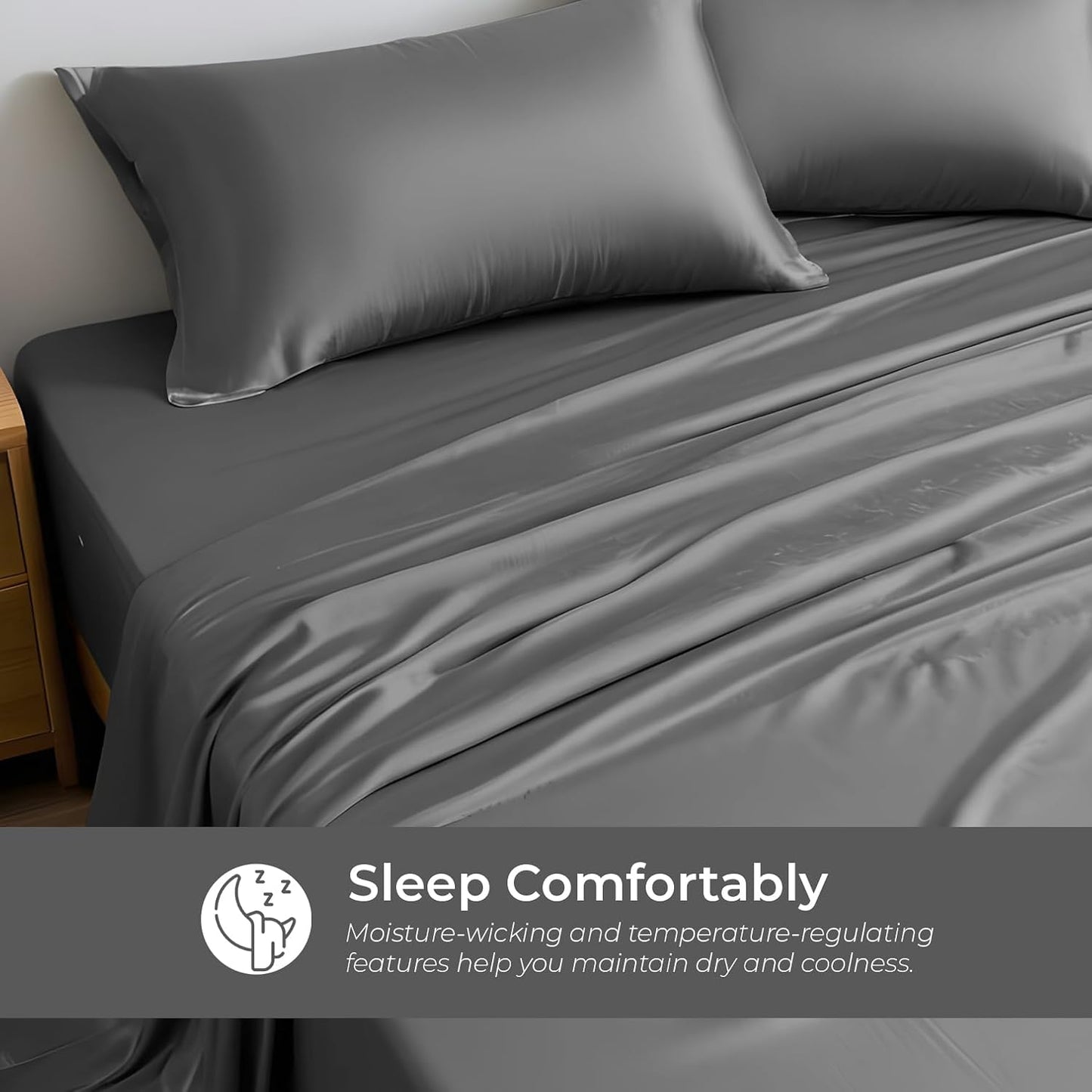 Rayon Derived from Bamboo Flat Sheet Queen Size - Charcoal Grey