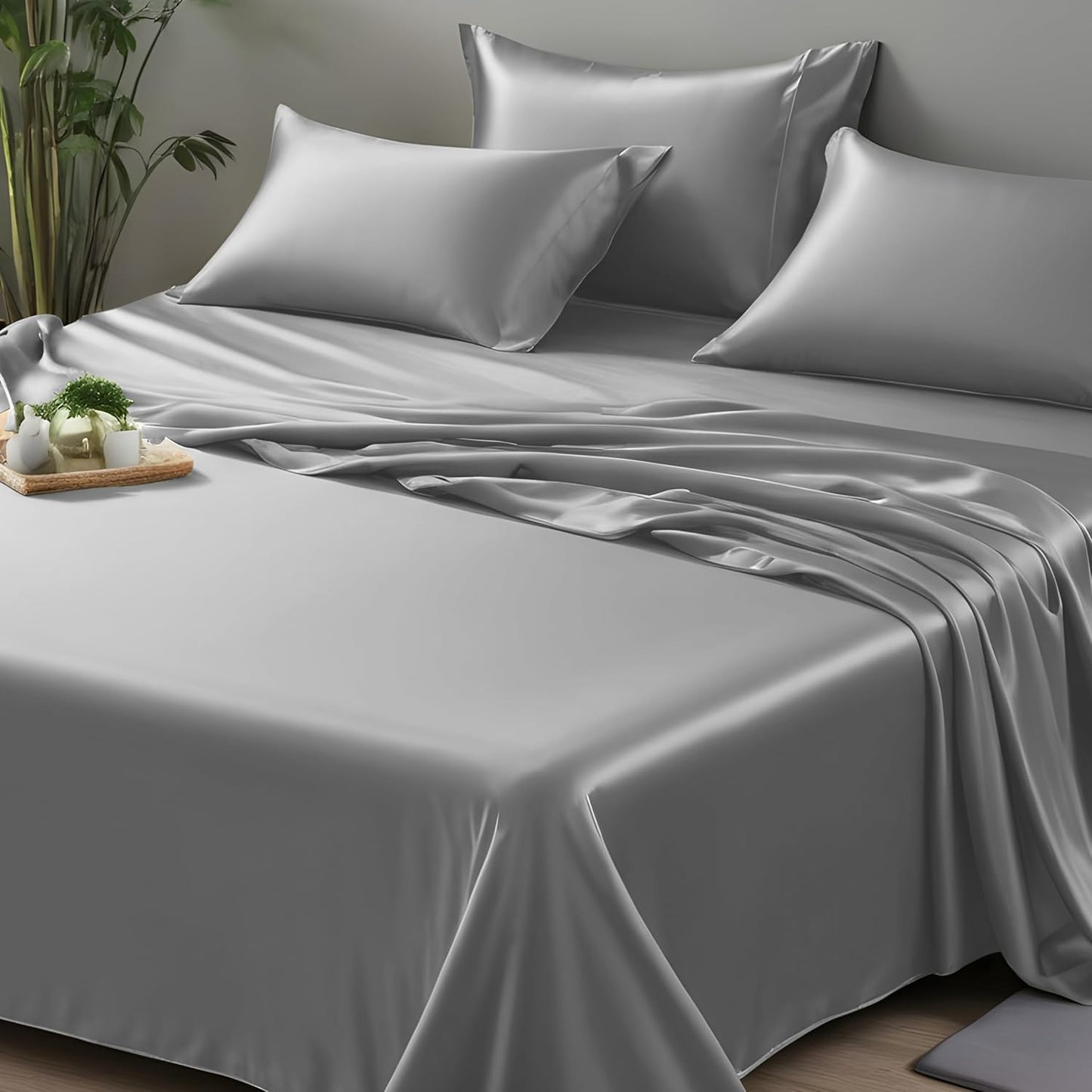 Rayon Derived from Bamboo Flat Sheet Queen Size - Charcoal Grey